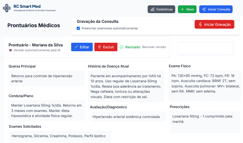 Prontuário Automático RC Smart Med